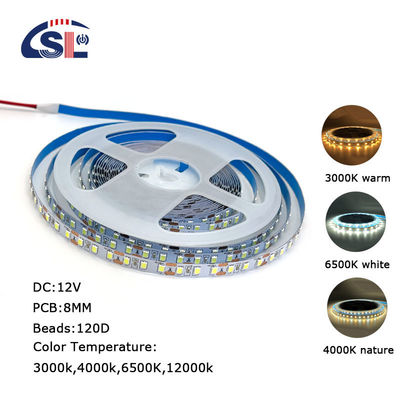 115lm/w 80Ra 12v 8mm 120leds 3000k 따뜻한 흰색 높은 밝기 유연 35 구리 Smd2835 LED 스트립 조명