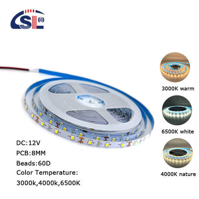 12V 60LEDs/m 6000K-6500K SMD 2835 화이트 주소형 LED 백라이트 스트립 라이트 2200 lm