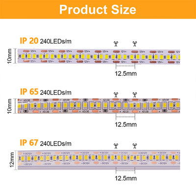 방수 SMD2835 LED 스트립 라이트 240leds 8mm 24v 12v 3000K 4000K 6500K IP67 IP65 IP20
