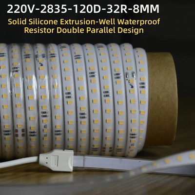 110v220v 방수 10mm 180leds 6500K 다이 커팅 보드 SMD2835 LED 스트립 라이트 IP67