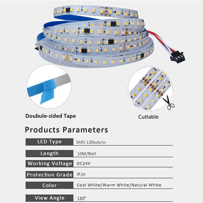 12v24v 8mm 120leds 4000K 자연 전자판 SMD2835 디머와 함께 LED 스트립 라이트