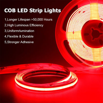 호텔 COB LED 스트립 라이트 12V 24V 8mm 10mm 480 LED 레드 실내외장용