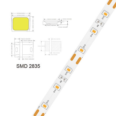 5V 8mm 320LEDs 4000K IP65 1cm 단면 방수 전자판 COB 유연 LED 스트립 라이트