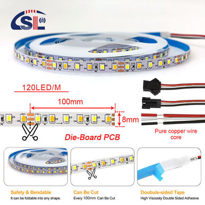 2835 CCT LED 스트립 120LEDs 두 개의 흰색 색상 온도