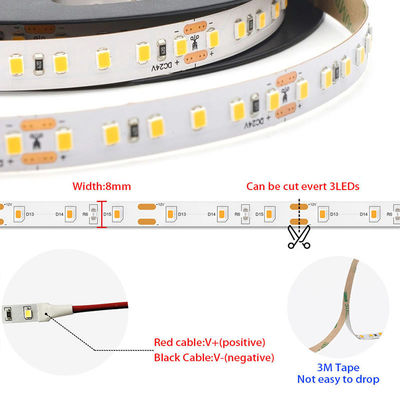 12v24v 8mm 6500K 흰색 120 leds 전자기판 SMD2835 LED 스트립 라이트 CRI Ra 90