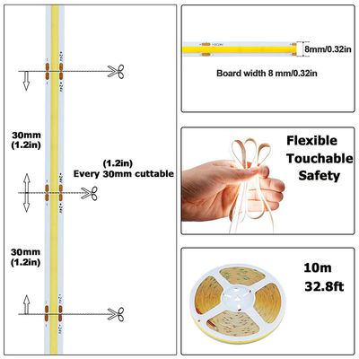 호텔 DC12V24V 8mm10mm 480Leds 3000K4000K6500K 높은 밝기 유연한 COB LED 스트립 라이트 주방 거실