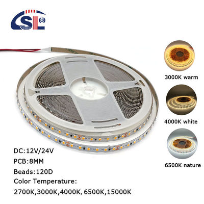 주거용 LED 라이트 스트립 DC12V 24V SMD2835 전자판 PCB 120Ds 8mm Ra 80 3000K