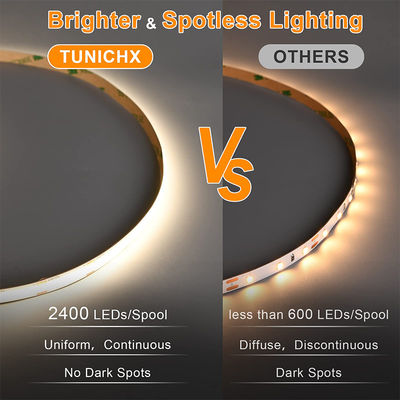 100lm/w 높은 밝기 IP20 8mm 480Leds COB LED 스트립 라이트