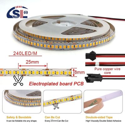 DC12V / 24V SMD2835 전자판 PCB 240Ds 8mm Ra 80 4000K LED 가정용 라이트 스트립