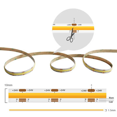 DC12V24V 8mm10mm 576leds 3000K 6500K CCT COB TV 백라이트 캐비닛을위한 LED 스트립 라이트