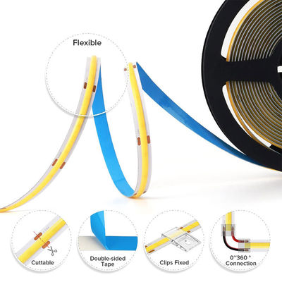 높은 밝기 COB LED 스트립 라이트 IP20 Ra90 8mm/10mm 12V24V 320Leds 3000K4000K6500K 주방