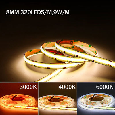 방수 맞춤형 DC12V24V 8mm10mm 너비 3000K 6500K CCT COB LED 스트립 라이트