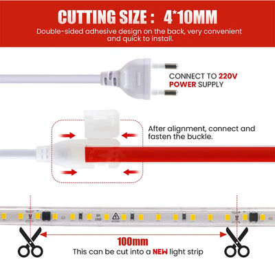 115lm/w 110v220v 8mm 320leds 6500K 흰 CE RoHs Ra80 유연한 전자판 SMD2835 LED 스트립 라이트