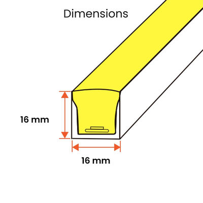 4100K 48V 16x16mm 평면형 수직 굽기 IP65 방수 LED 네온 플렉스 3000K
