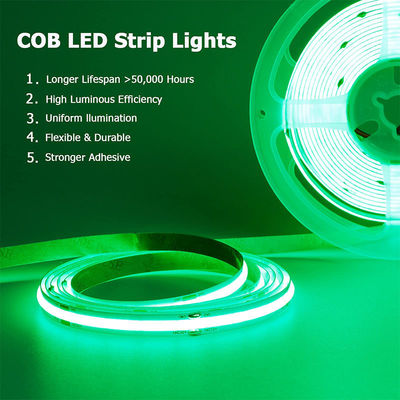 DC12V24V 480LED Ra90 8mm10mm 너비 녹색 유연 COB LED 스트립 조명