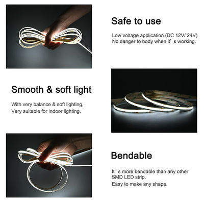 DC 12V24V 8mm10mm 너비 320Leds 6500K 화이트 높은 밝기 유연 COB LED 스트립 라이트