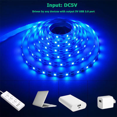 5V 8mm 120LED 블루 LED 스트립 라이트 전자판 SMD2835 실내 및 야외용 이상