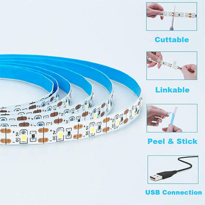 3- 120° 빔 앵글 5v 120leds 8mm 4000K 자연 하나 빛 하나 자르 SMD2835 LED 스트립 빛