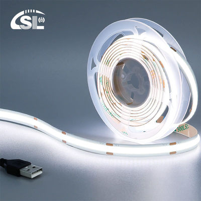 5v 320leds 8mm 6500K 화이트 COB LED 스트립 라이트 스위치 제어로 생활 조명을 위해