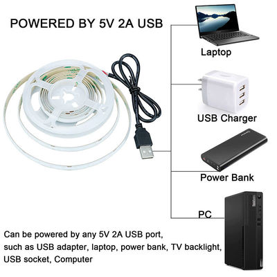 320LEDs 8mm 블루 플렉시블 COB LED 스트립 라이트 실내 및 외부 장식 -20 60C