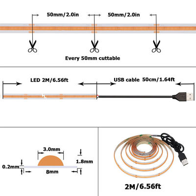 12v24v 와이파이 제어 모드 8mm 320leds 보라색 고 밝기 COB LED 스트립 라이트 0.06kg
