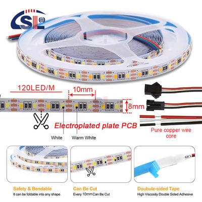 조절 가능한 색 온도 LED 스트립 빛 120 LED / m 이중 색상 8MM 방수