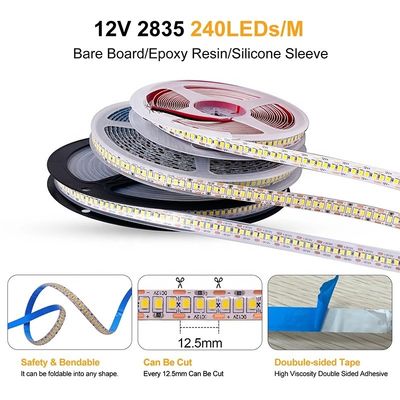 방수 IP67 12V 24V LED 스트립 흰색 따뜻한 흰색 2835 120LEDs /m 야외 정원 장식