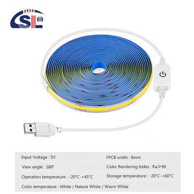 5V DC 입력 구리 재료 COB 320LEDs IP20 Ra 90 LED 조명 스트립