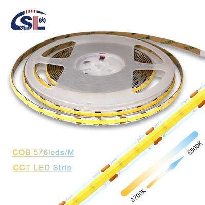 플렉서블 리본 576 LEDs/m 12V 24V DC 2 와이어 CCT COB 스트립 라이트 조명 프로젝트