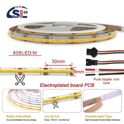 플렉서블 리본 576 LEDs/m 12V 24V DC 2 와이어 CCT COB 스트립 라이트 조명 프로젝트