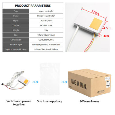 73*47*13mm 스마트 욕실 거울 터치 스위치 DC12V 출력 전압 및 LED 조명