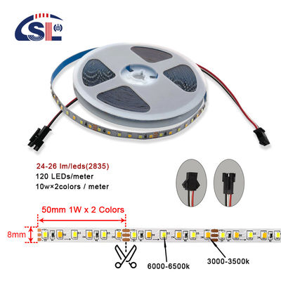 4000K CCT 8mm 너비 LED 유연 스트립 라이트 12V 120leds /m 가정 조명 솔루션