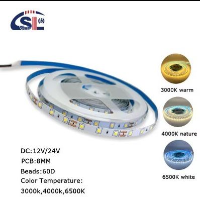 DC12V SMD2835 60D 8mm 1100-1200LM 12000K Ra70 다이 커팅 보드 스마트 미러용 LED 빛 스트립