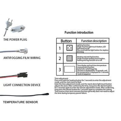스마트 자동화 디포거 12V 5A 60W LED 미러 터치 시간 온도 표시