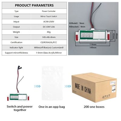 60W 인덕티브 스위치 LED 빛 디모거 시간 온도 디스플레이 터치 센서 스테프리스 디머