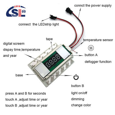 타임 디스플레이 슬림 DC12V 5A 60W 디포거 LED 라이트 미러 터치 센서 스테프리스 디머 스위치