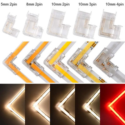 COB LED 스트립 커넥터에 대한 90도 L 모양 크리스탈 Buckle 무선 2/3pin 5/8/10mm