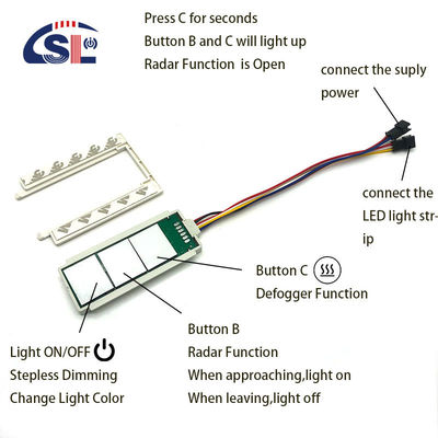 커스터마이징 12V/24V 5A 60W/120W 라더 PIR 모션 센서 라이트 스위치 LED 광원 1NO/1NC 스위치 조합 욕실