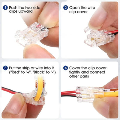호텔 COB 미니 LED 라이트 스트립 와이어 커넥터 2 3 핀 연결 용접 없이 CCT 5 8 10mm LED 스트립 로 스트립 와이어 커넥터