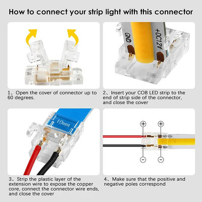 4핀 10mm LED 스트립 커넥터 크리스탈 Buckle Solderless 확장 단말기 어댑터
