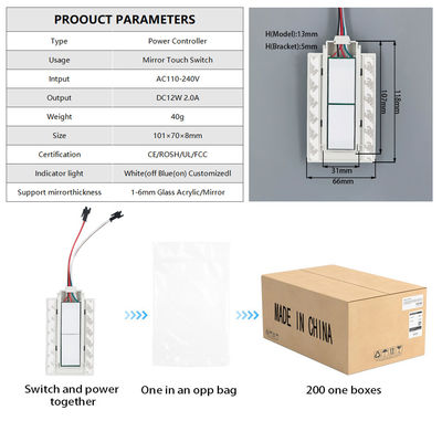 36W 단일 컬러 LED 디모거와 스마트 듀얼 키 터치 디머 스위치 DC12V/5A 입력