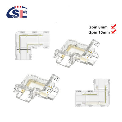 5mm 8mm 10mm LED 스트립 커넥터 L 모양 듀얼 엔드 싱글 엔드 투명 재사용 IP20