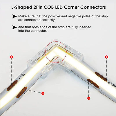5mm 8mm 10mm LED 스트립 커넥터 L 모양 듀얼 엔드 싱글 엔드 투명 재사용 IP20