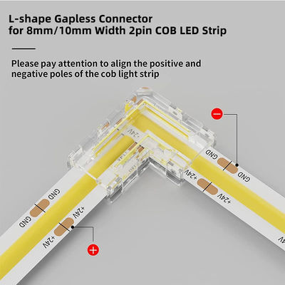 5mm 8mm 10mm LED 스트립 커넥터 L 모양 듀얼 엔드 싱글 엔드 투명 재사용 IP20
