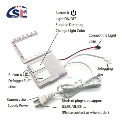 110V 240VAC 이중 키 욕실 LED 조명 단일 / 세 가지 색상 켜고 / 끄고 디머 터치 센서 스위치
