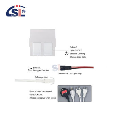 110V 240VAC 이중 키 욕실 LED 조명 단일 / 세 가지 색상 켜고 / 끄고 디머 터치 센서 스위치