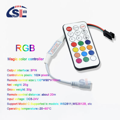 WS2811/WS2812B/WS2813/USC1903 픽셀 라이트용 20-60도 미니 RF 리모컨
