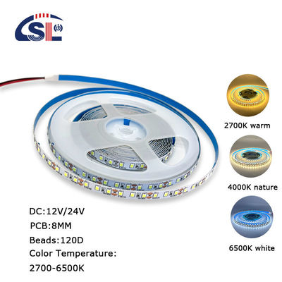 DC12V 24V SMD2835 120D 8mm 4000K Ra70 다이 커팅 보드 LED 라이트 스트립 욕실 바니티 미러
