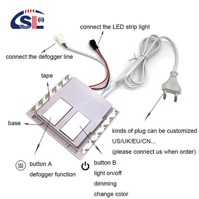 디밍 레벨 예 DC 12V 2A 24W 스마트 LED 거울을 위한 이중 버튼 터치 센서 스위치