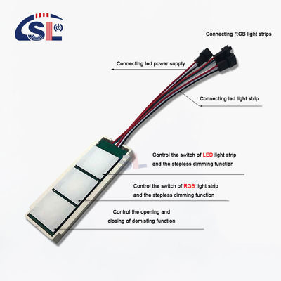 터치 센서 103g DC 12V 5A 60W 디포거 패드 미러 RGB LED 스테프리스 디밍 3 버튼 제어 스위치